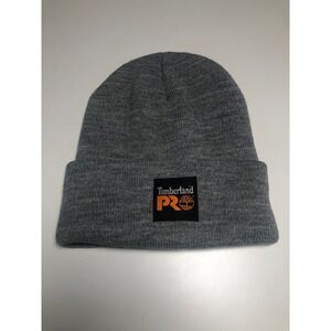 Timberland PRO Beanie Mens OSFM Gray Cuffed Knit Logo Workwear Hat TB0A1V98